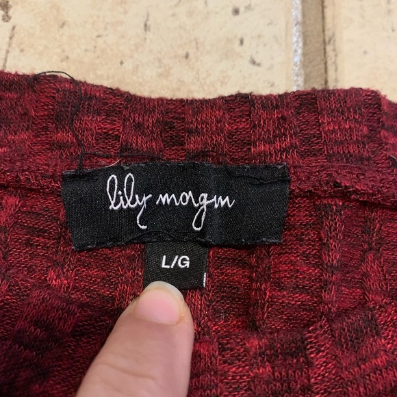 Lily Morgan Burgundy Ribbed Knit Long-Sleeve Top - L/G - Picture 3 of 6
